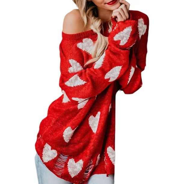 Sexy Dance Women Christmas Sweater Long Sleeve Ripped Knitted Sweater Casual Loose Pullover Jumpe... | Walmart (US)