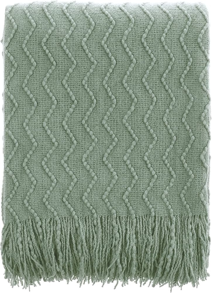 BATTILO HOME Sage Green Throw Blanket for Couch, Knitted Soft Sage Throw Blankets, Decorative Spr... | Amazon (US)