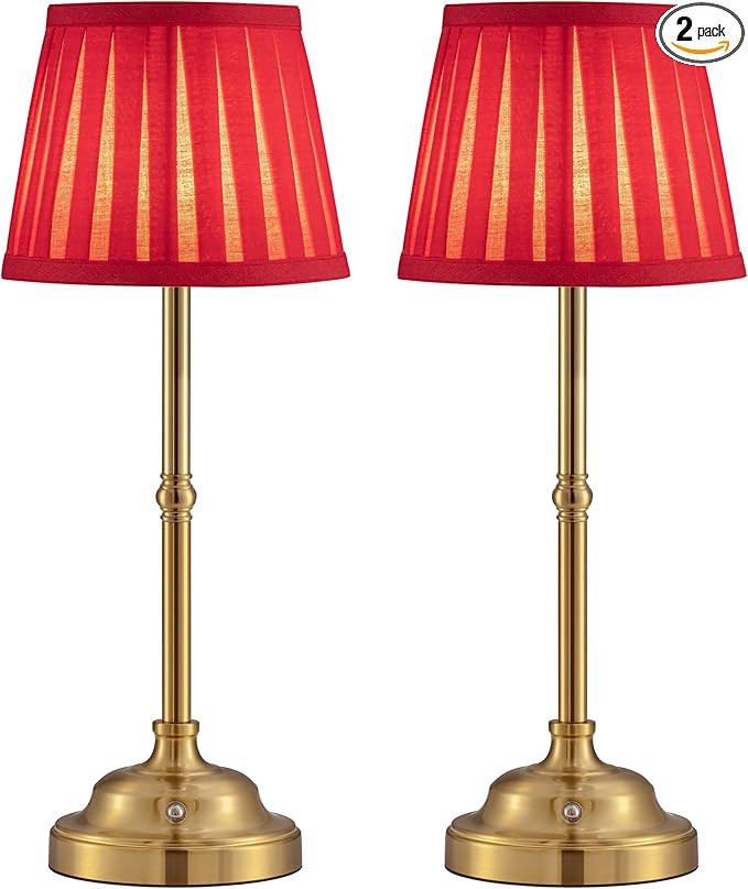 KDG Cordless LED Table Lamp Set of 2, Portables Fabric Shade Desk Lamps, 4000mAh Rechargeable Bat... | Amazon (US)