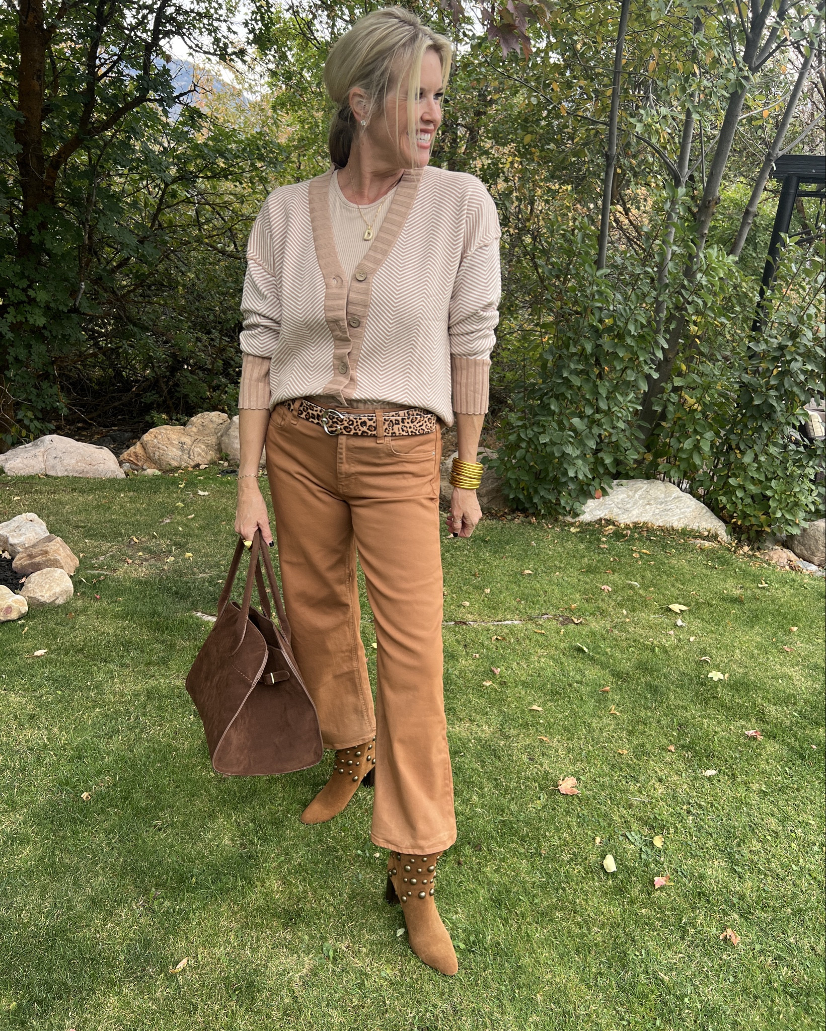 Amazon find

A darling super soft Cardigan  with button detail, perfect for layering and love the thin strip detail.

Hudson wax coated jeans cropped with kick flare  (older) 

Suede studded booties by Cecilia NYC 

Suede tote (sold out)  come in & out stock 


Bodysuit  

Necklace puffy rhinestone letter

Leopard belt  

Budha girl bracelets Initial gold

#LTKVideo #LTKWorkwear #LTKStyleTip