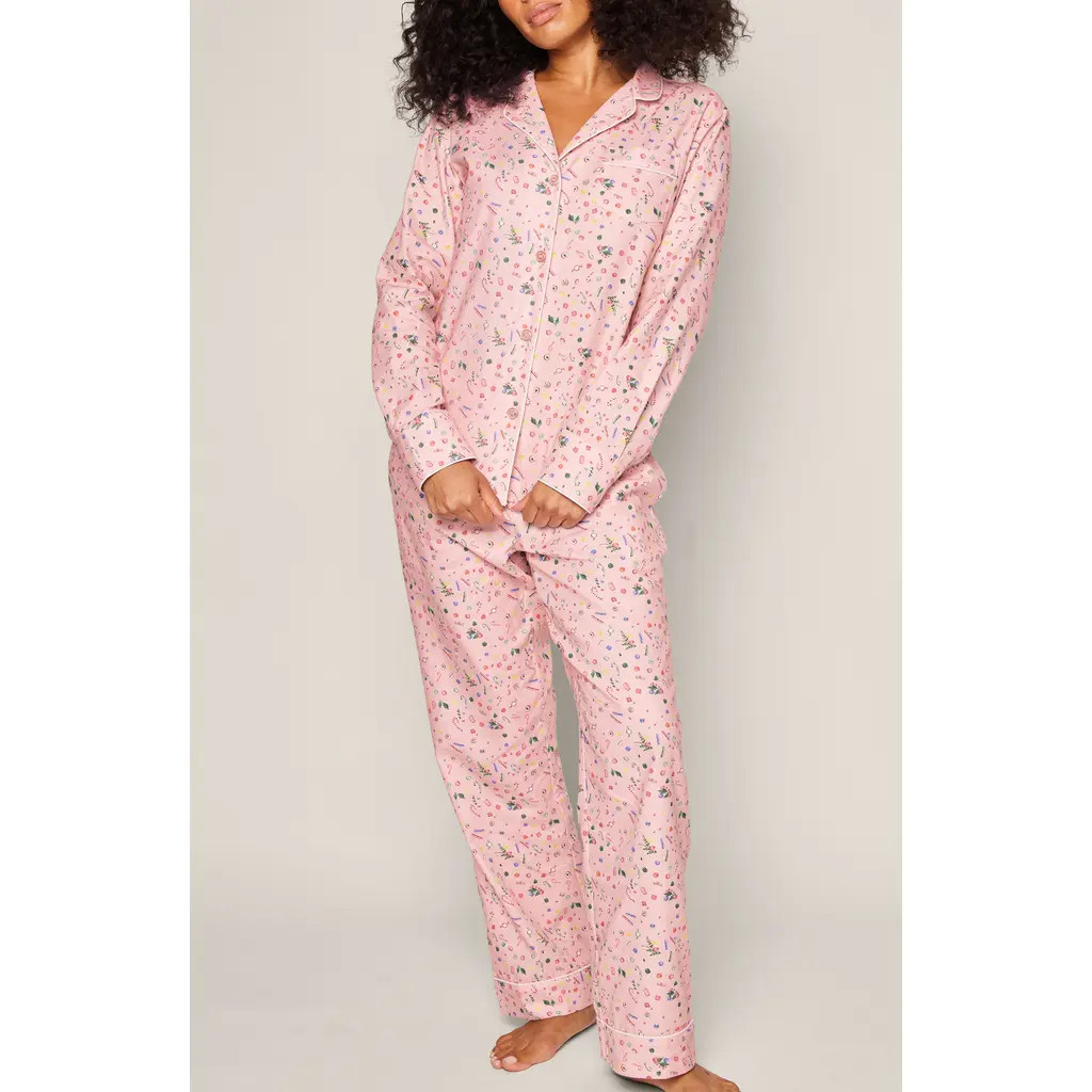 Petite Plume Nostalgic Sweets Cotton Pajamas in Pink at Nordstrom, Size Medium | Nordstrom
