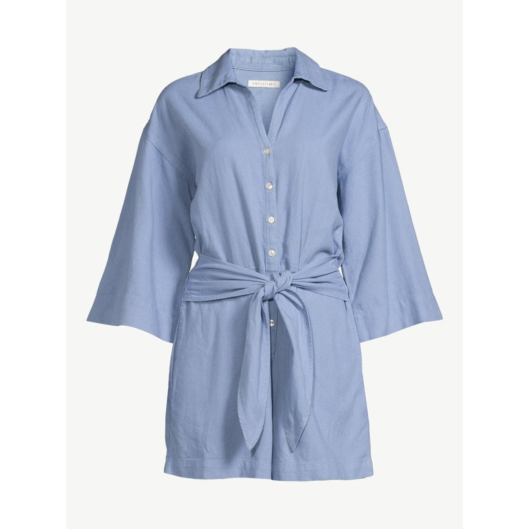 Free Assembly Women's Belted Romper | Walmart (US)