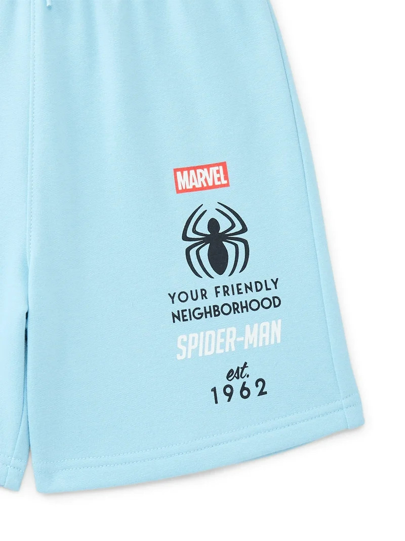 Marvel Spiderman Little Boys and Big Boys Short Sleeve Hoodie & Shorts 2pc Set, Sizes 4-16 | Walmart (US)
