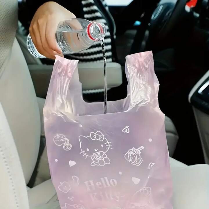 Sanrio 50pcs Sanrio Hello Kitty Car Trash Bags - Pink, Mini Plastic Garbage Bags With Cute Design... | SHEIN