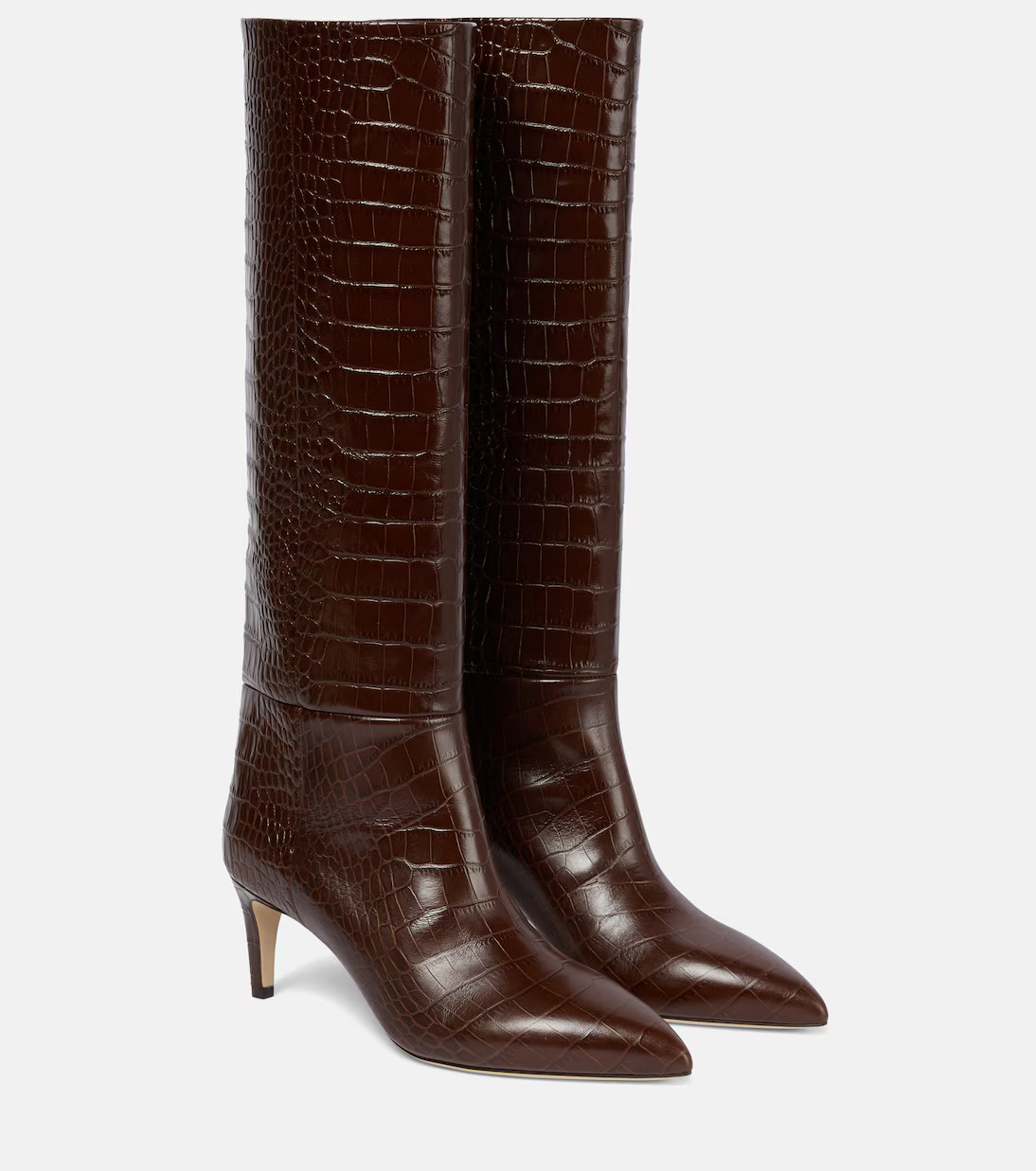 Croc-effect leather knee-high boots | Mytheresa (US/CA)