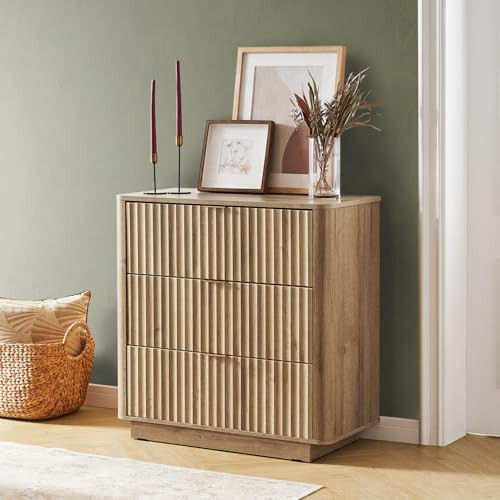 mopio Brooklyn 3 Drawer Dresser for Bedroom, Chest of Drawers, Wood Fluted Dresser Organizer, Mod... | Amazon (US)