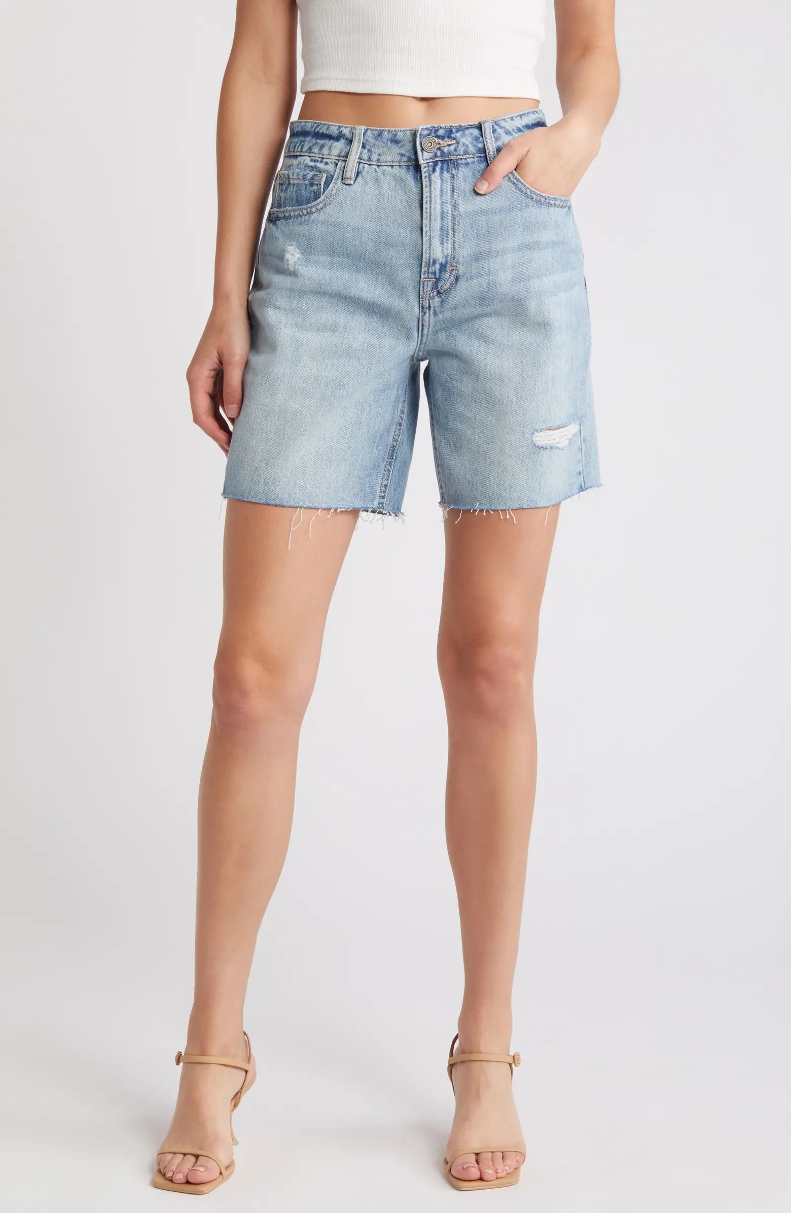 Raw Hem Denim Bermuda Shorts | Nordstrom