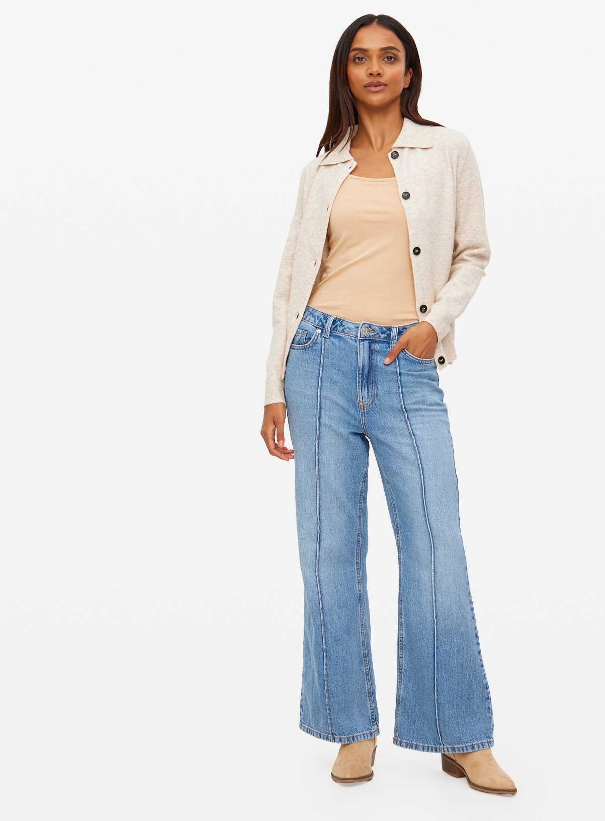 Denim Seam Detail Relaxed Flared Jeans | Tu Clothing