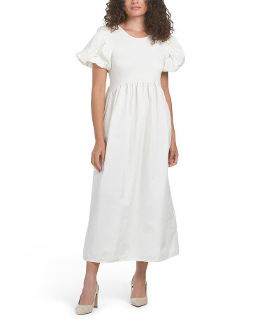 Made In Italy Mixed Media Puff Sleeve Dress | TJ Maxx