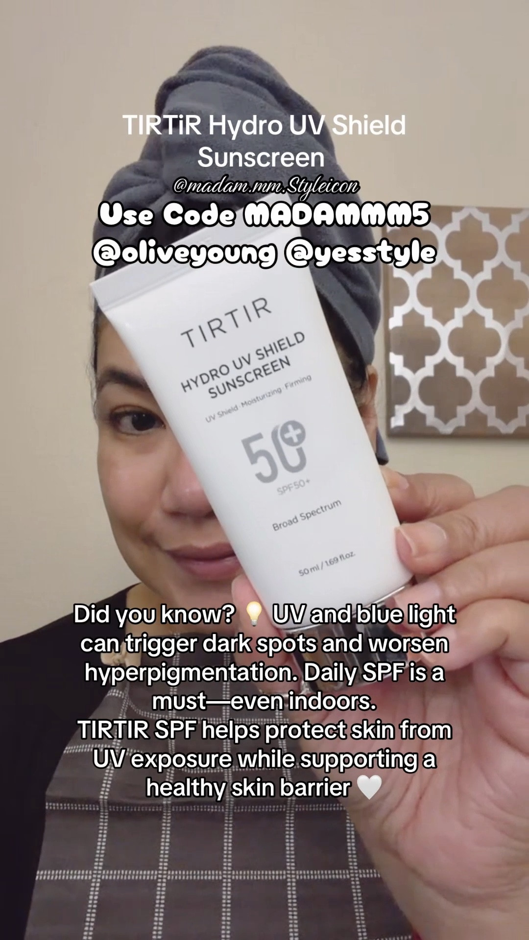 Did you know? 💡 UV and blue light can trigger dark spots and worsen hyperpigmentation. Daily SPF is a must—even indoors.
TIRTIR SPF helps protect skin from UV exposure while supporting a healthy skin barrier 🤍

About the brand:
TIRTIR is a Korean skincare brand known for gentle, minimalist formulas focused on skin barrier care and long-term skin health. @T​⁠tir​⁠TIRTIR #TIRTIRSunscreen #DailySPF #HyperpigmentationCare 
#madammmstyleicon #ugc #ugccontentcreator #DarkSpotPrevention #KBeauty #SkinBarrier #SunscreenEveryday #GlowProtection 

Shop My Favorites & Get Exclusive Discounts

LTK: @Madam.M.M.Styleicon
 Shop Here
Discover curated fashion, beauty, and lifestyle

᯽Ryze Mushroom Coffee @ryzes​⁠code: MMS15
https://get.aspr.app/SH1FP3

᯽ Luxe Du Jour @luxeduj​⁠de MMS100 or MM100 to save $$ for your next luxe purchase.
https://ldj.com

🫧 OLIVE YOUNG – @oliveyoun​⁠auty Picks
Use code MADAMMM5 
https://global.oliveyoung.com/if/rd?su=WM6OKIL5

#oliveyoungaffiliate #oliveyoungglobal

᯽ YesStyle @yesstyle 
U​⁠ADAMMM5 for savings
https://ystyle.co/HyCc

#Yesstyle #YesstyleAffiliate

᯽ Jupiter Scalp Care @jupiterscalpc​⁠5 for 15% off
https://hellojupiter.com/MM15
#affiliate #scalpcare #antidandruff #dryscalp #ugc #UGCcontentCreator #shampooandconditioner #noparaben #jupiterscalpcare

᯽Botanique Paris RevitalEyes 👀 @BotaniqueParis ​⁠de: MM15
https://botaniqueparis.com/MM15

(For questions: support@botaniqueparis.co)

⸻

✨ Follow Me & Stay Connected

IG (Main): @madam.m.m.styleicon
IG (Beauty): @m.m.styleicon
TikTok: @madam.m.m.styleicon
TikTok (Kbeauty): @m.m.styleicon.kbeauty
X: @mmstyleicon
FB: Madam M.M. Styleicon
Linktree: All Links
LIKEtoKNOWit: Shop Here
Amazon StoreFront: Check out this page from madam.m.m.styleicon
📩 Business inquiries only:
madam.m.m.styleicon@gmail.com
#UGCcontentCreator #ugc

🍽 Our Food Channel:
YT: Hangry Hubster
IG: @hangryhubster
TikTok: @hangryhubster

Tag your posts with: #MadamMMStyleicon to be featured! 

#LTKdayinmylife #LTKBeauty #LTKselfcare