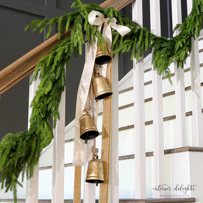 Vintage Flared Bells on Jute Hanging Rope | Interior Delights