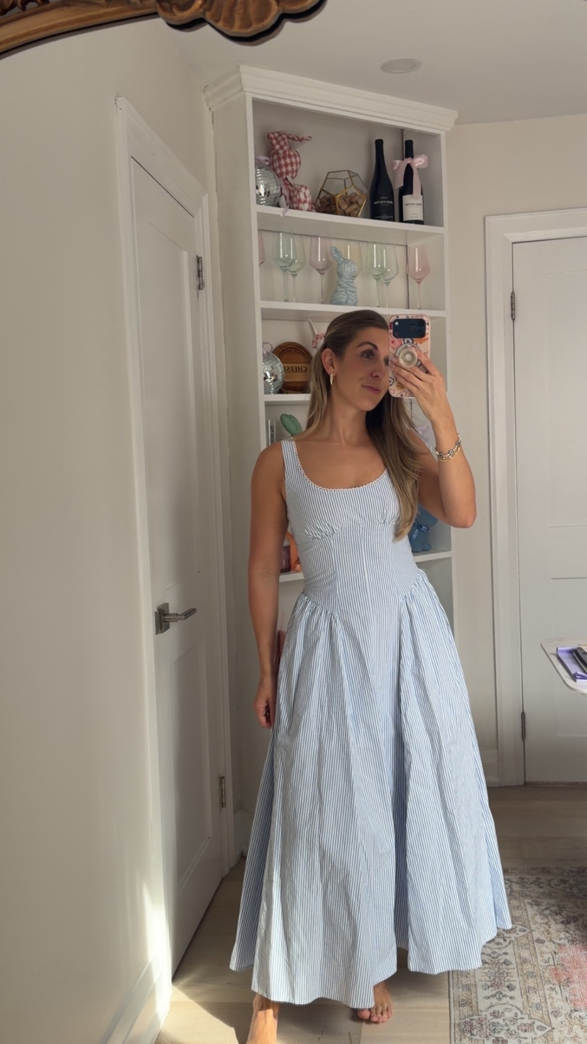 White and bkue drop waist dress 💙 it has a built in bra. I am in a XS

#LTKSeasonal #LTKootd #LTKSaleAlert