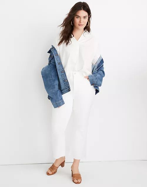 Petite Cali Demi-Boot Jeans in Pure White: Raw-Hem Edition | Madewell
