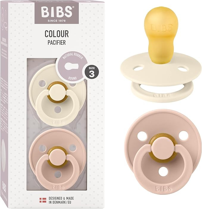 Bibs Colour Pacifier 2-Pack | BPA Free Soother, Round Nipple. Natural Rubber Latex, | Amazon (US)