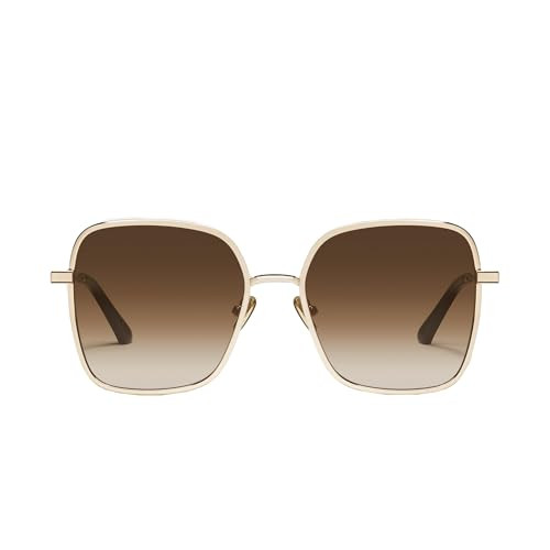 Quay - Women's Sunglasses, Square Lenses with UV Protection, Oversized Sunglasses (5th Ave, Gold/Brown) | Amazon (US)