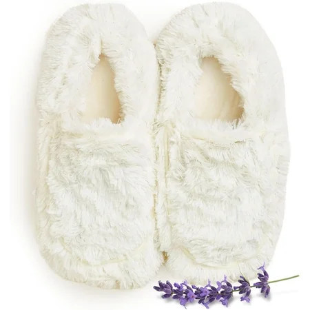 Warmies House Slippers for Women Microwaveable and Weighted Indoor Fuzzy House Shoes Size 6-10 Cream | Walmart (US)
