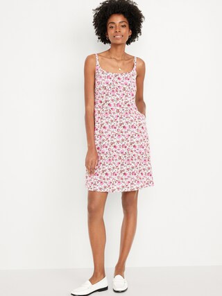 Fit &amp; Flare Linen-Blend Mini Dress | Old Navy (US)