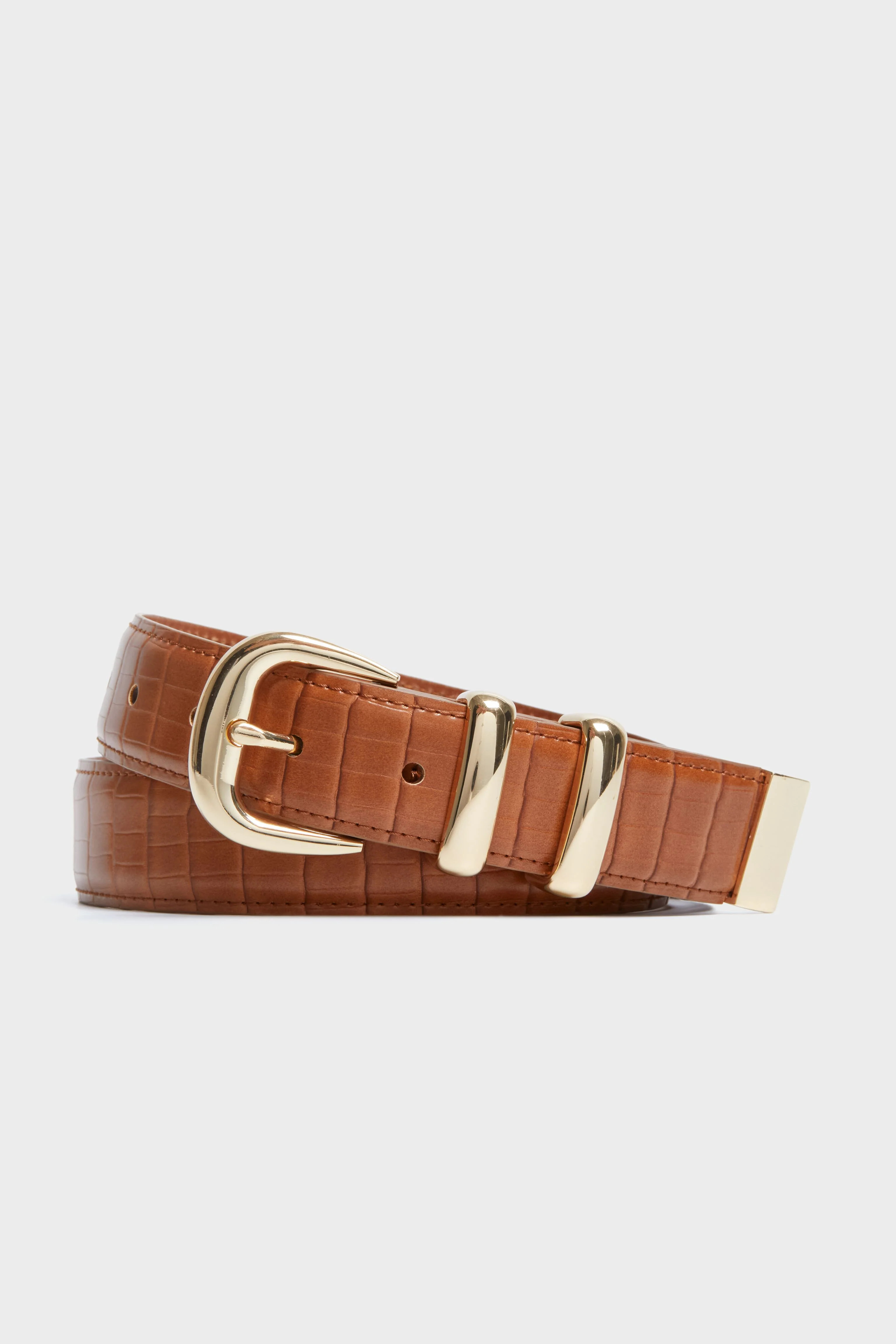 Brown Croc-Embossed Western Belt | Tuckernuck (US)