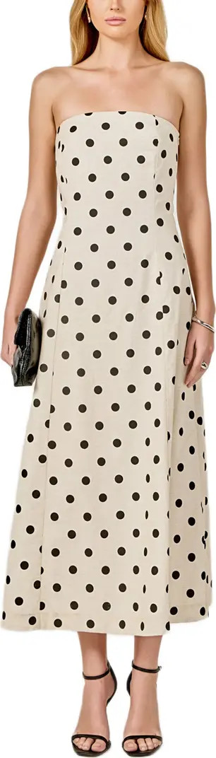 Polka Dot Strapless Linen & Cotton Dress | Nordstrom
