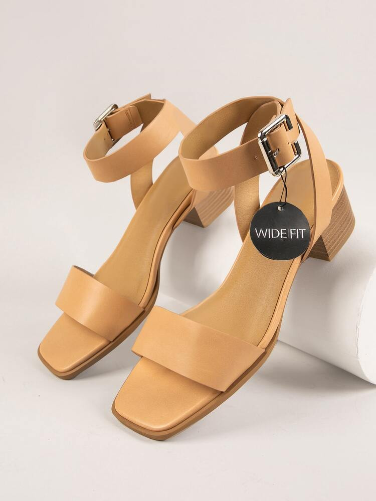 Wide Fit Low Block Heeled Sandals | SHEIN