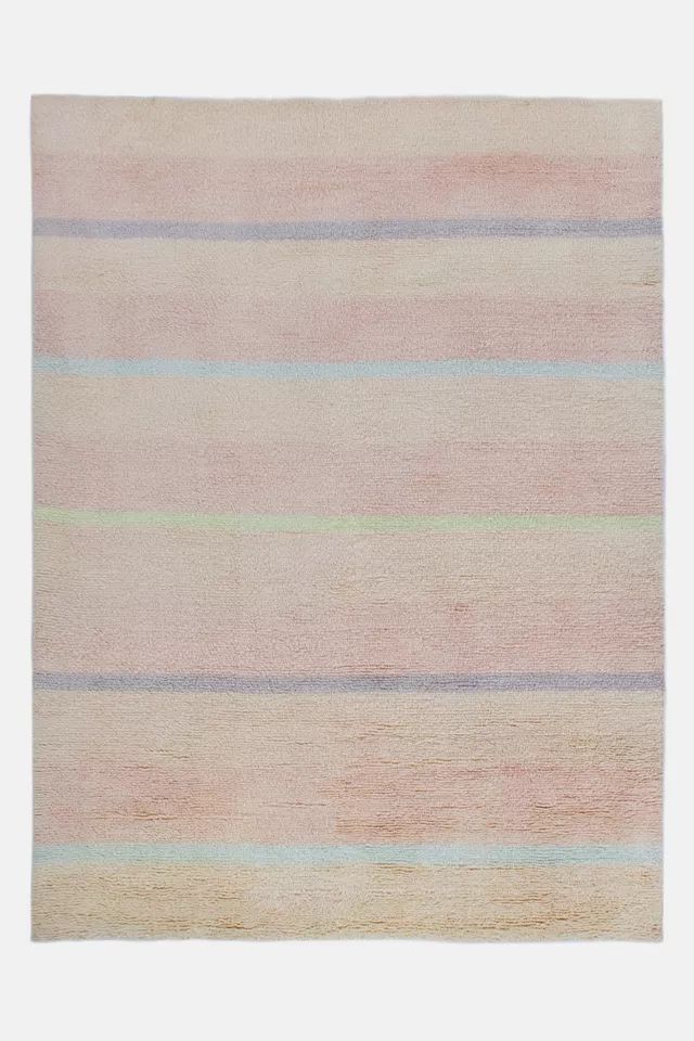 Revival Blush Striped Hand Knotted Plush Pile Wool Rug | Urban Outfitters (US and RoW)