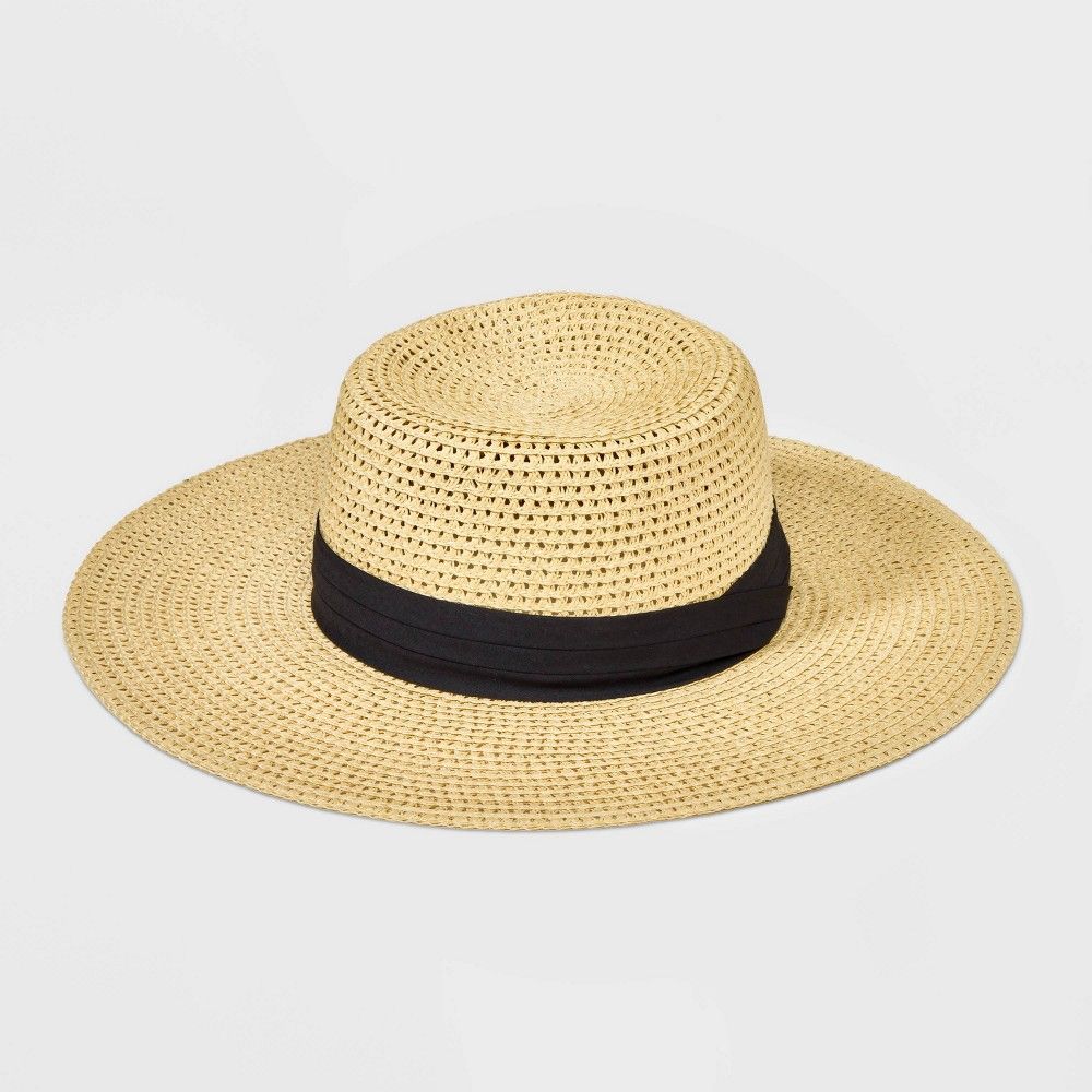 Floppy Straw Boater Hat - A New Day Cream S/M, Ivory | Target