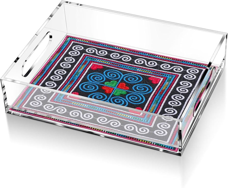 Acrylic Serving Tray with Handle Needlepoint Clear Decorative Tray Countertop Organizer for Home ... | Amazon (US)