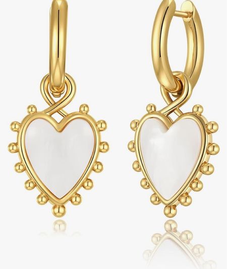 Heart earrings, delicate heart shaped dangle, gold plated 