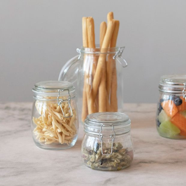 Glass Storage Jar With Clamp Lid One of Each | Antique Farm House
