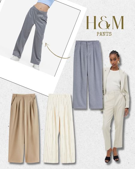 H&M pants collection. Suitpant, pantalon, linnen pants summer trend, grey low waisted pants, beige pants, striped pants, pinstripe pants

#LTKunder100 #LTKeurope #LTKSeasonal