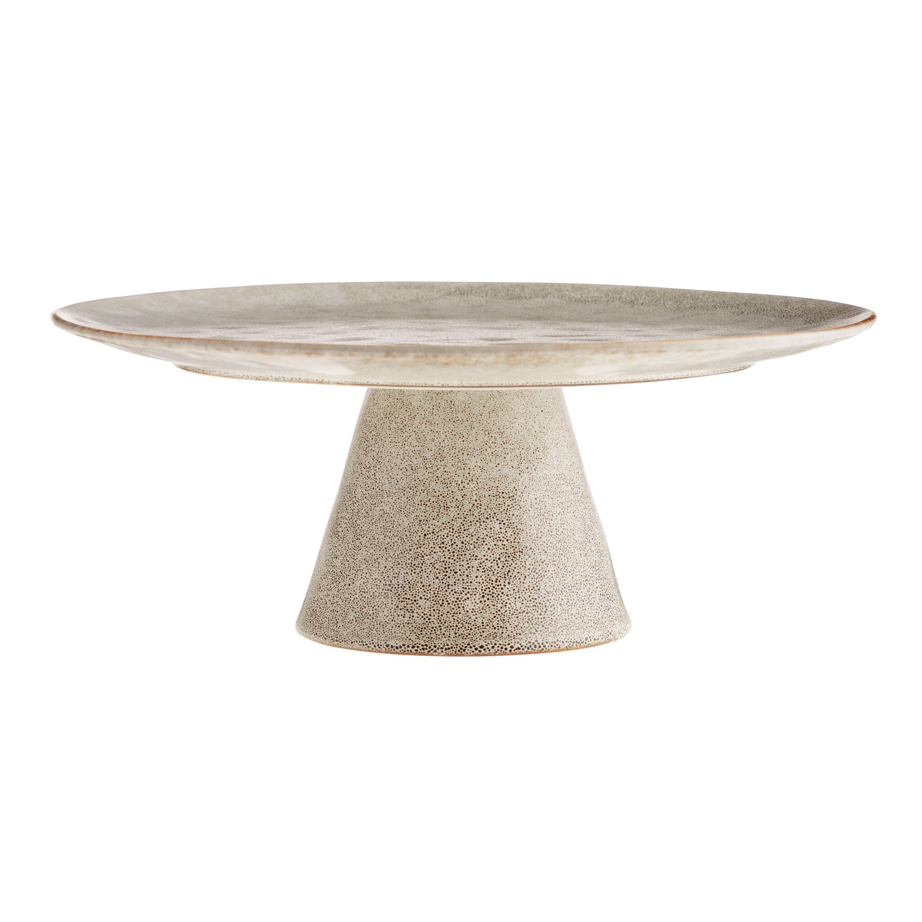 Vita Ivory And Brown Reactive Glaze Cake Stand | World Market