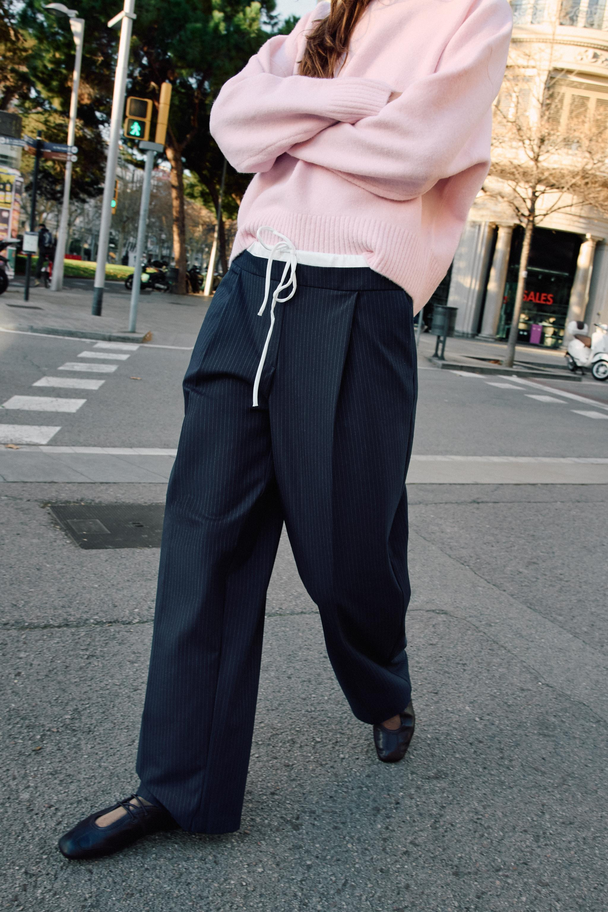 WIDE-LEG TROUSERS WITH DOUBLE WAISTBAND | Zara UK
