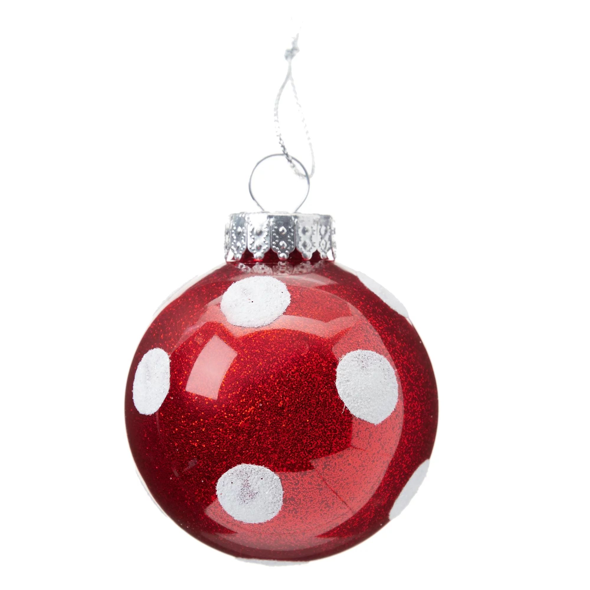 Holiday Time Red & White Polka Dot Ball Christmas Ornaments, 6 Count | Walmart (US)