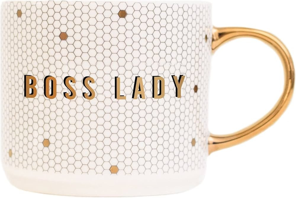 Sweet Water Decor Tile Coffee Mugs | Novelty Coffee Mugs | 17oz Gold Handle Coffee Cup | Microwave & Dishwasher Safe | Cute Coffee Mug | Birthday Gift (Boss Lady) | Amazon (US)