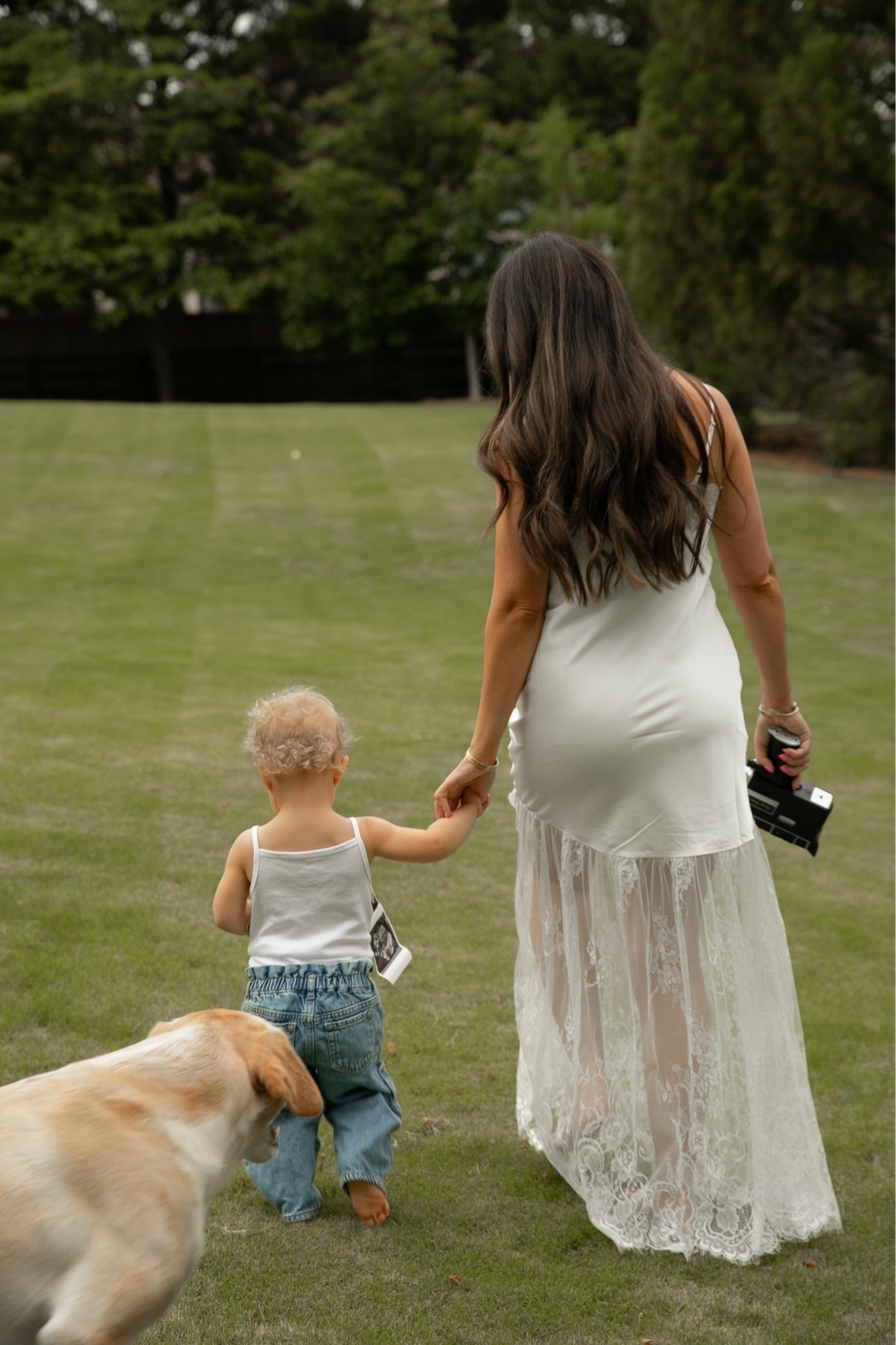 Pregnancy reveal - dress in small, video camera we used giving old school super 8 

#pregnancy