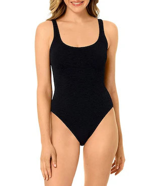 Solid Scrunchie Textured Classic Tank One Piece Swimsuit | Dillard's