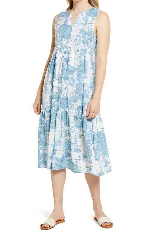 beachlunchlounge Ireana Tiered Ruffle Midi Dress in Embrace at Nordstrom, Size Small | Nordstrom