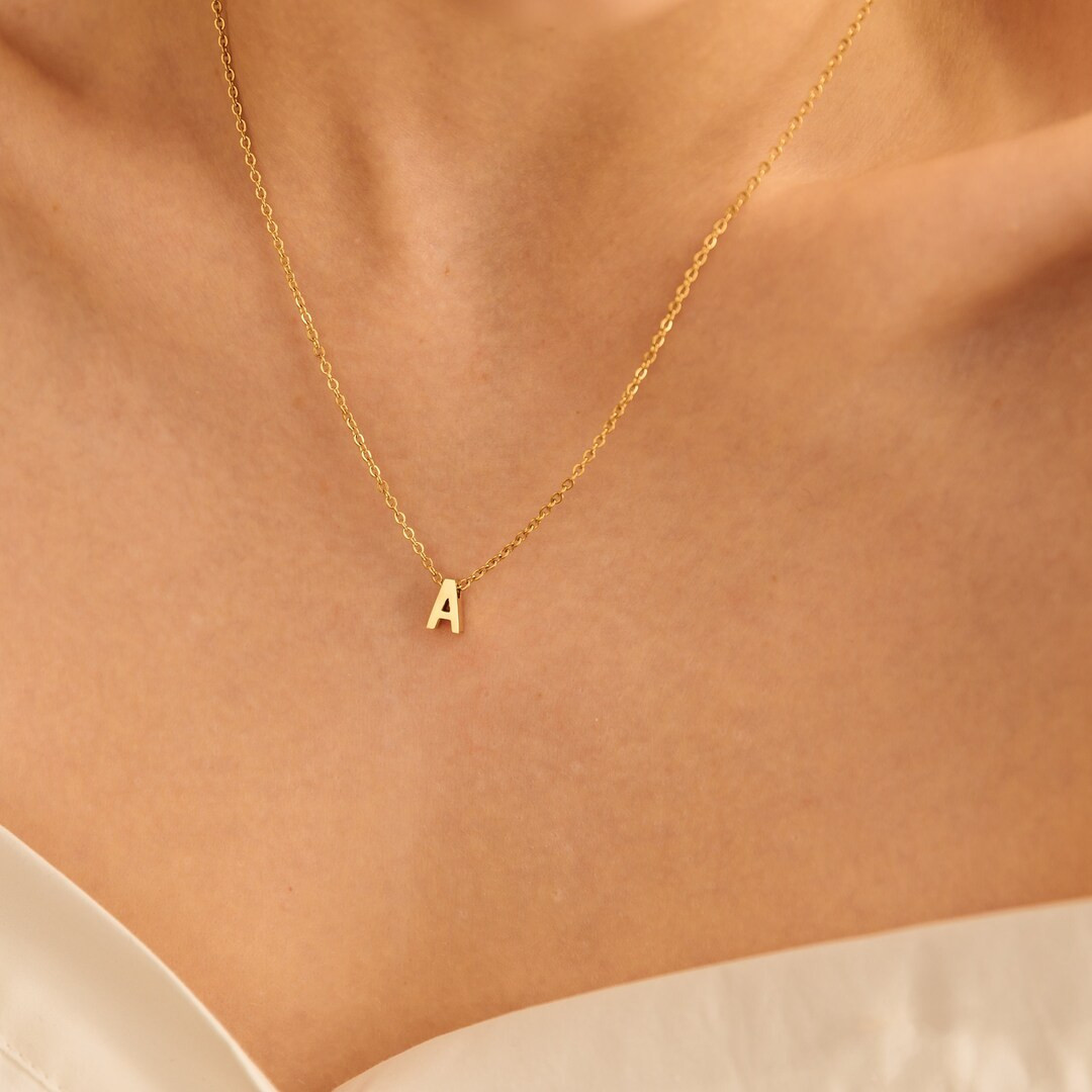 Custom Initial Necklace, Personalised Letter Necklace, Dainty Minimalist Letter Charm Jewellery, ... | Etsy (UK)