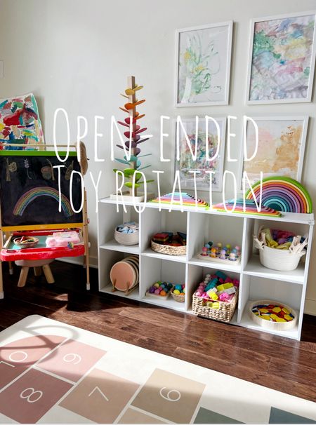 Toddler toy rotation all open ended toys. Follow along on IG to see our full setup. #toddlertoys #openendedplay #playroom 

#LTKbaby #LTKkids #LTKfamily