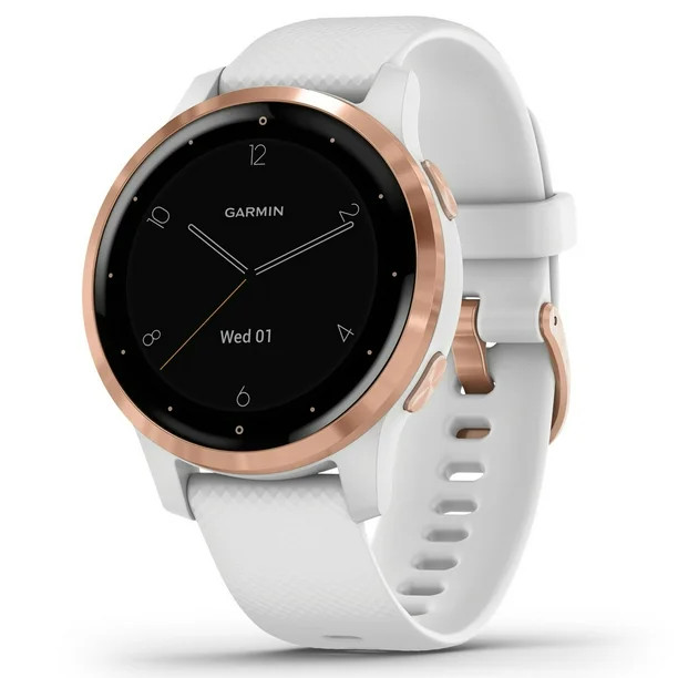 Garmin vívoactive® 4S Rose Gold Stainless Steel Bezel with White Case and Silicone Band | Walmart (US)