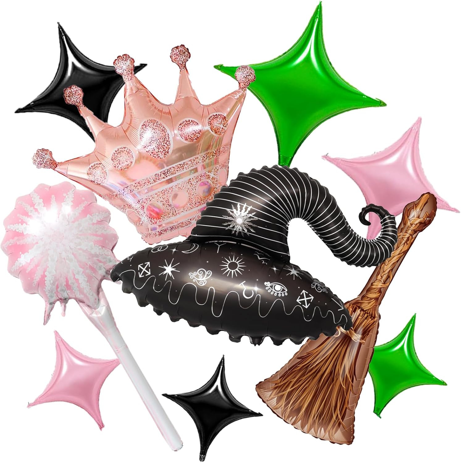 Wicked Party Balloons Green Pink Fairy Witch Balloon Sparklers Broom Balloons Wizard Decorations ... | Amazon (US)