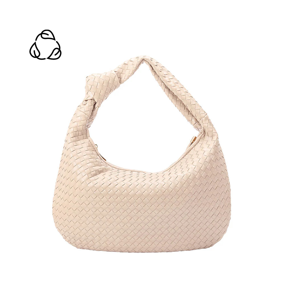 Ivory Brigitte Large Vegan Leather Woven Hobo Bag | Melie Bianco | Melie Bianco