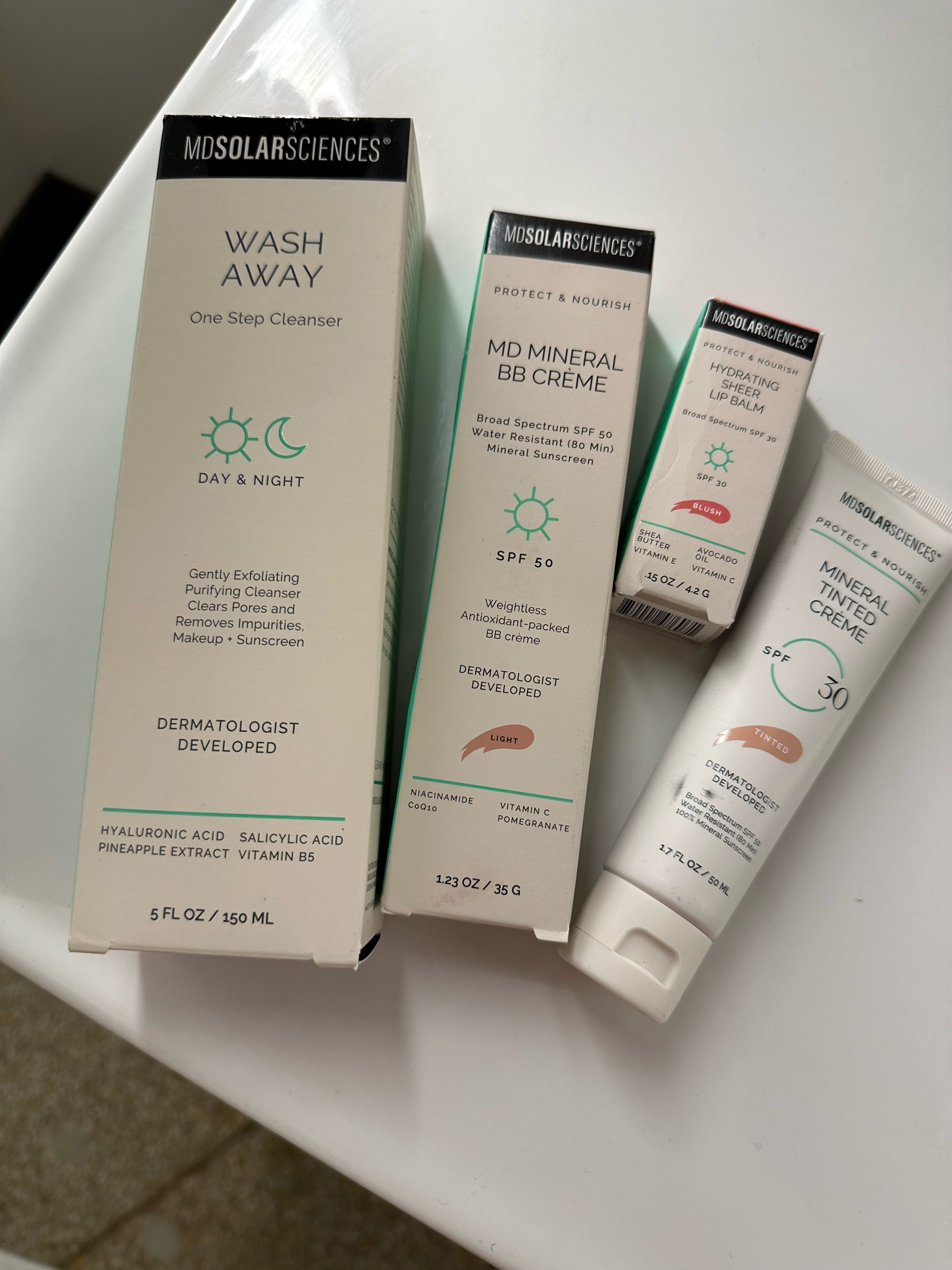 I am a HUGE FAN OF MDSolar Sciences products! 

Their bb cream is a dream. I’m not a big foundation person, so this bb cream gives me a bit of coverage to cover blemishes but isn’t heavy or caky + it has spf. I wear the lip balm everyday - the blush color is a subtle rose color + has spf. The face wash is gentle enough to keep my skin clear but also cleanses well enough to get the grime of the day. And the tinted cream is another way to protect my skin and cover blemishes or dark spots. The tinted cream and bb cream are great for work from home as well. It’s like having something on to brighten your appearance but nothing heavy! 

Pro tip: All of these products are HSA eligible 👏🏻