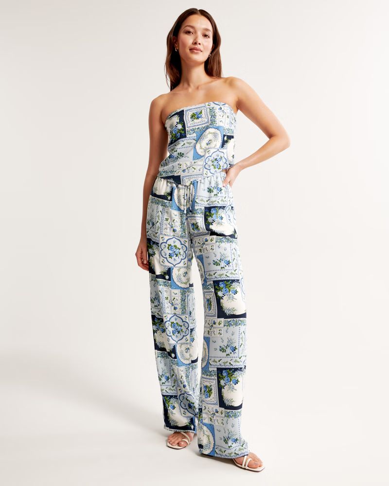 Women's Faux Silk Pull-On Wide Leg Pant | Women's New Arrivals | Abercrombie.com | Abercrombie & Fitch (US)