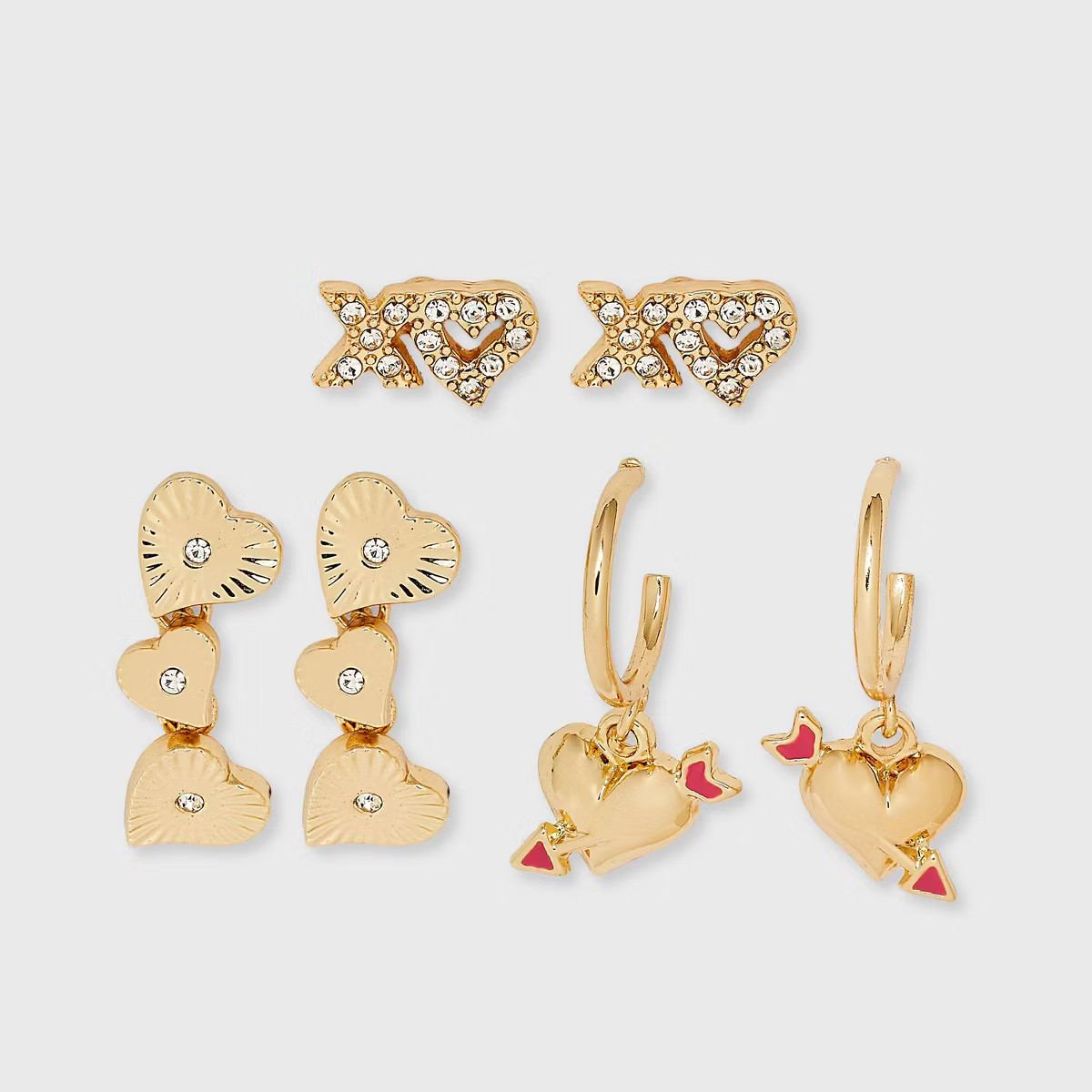 SUGARFIX by BaubleBar Catching Feelings Stud Earring Set 3pc - Gold | Target