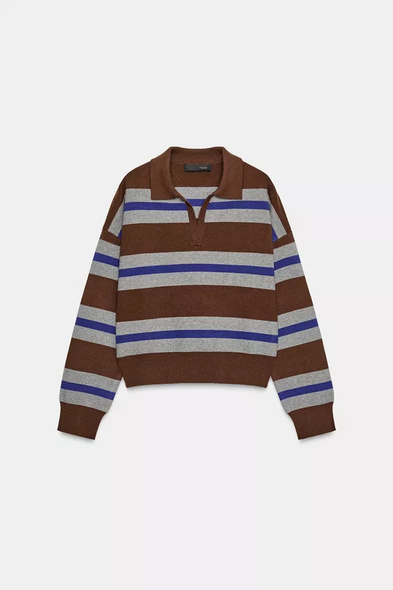 STRIPED KNIT POLO SHIRT | Zara US