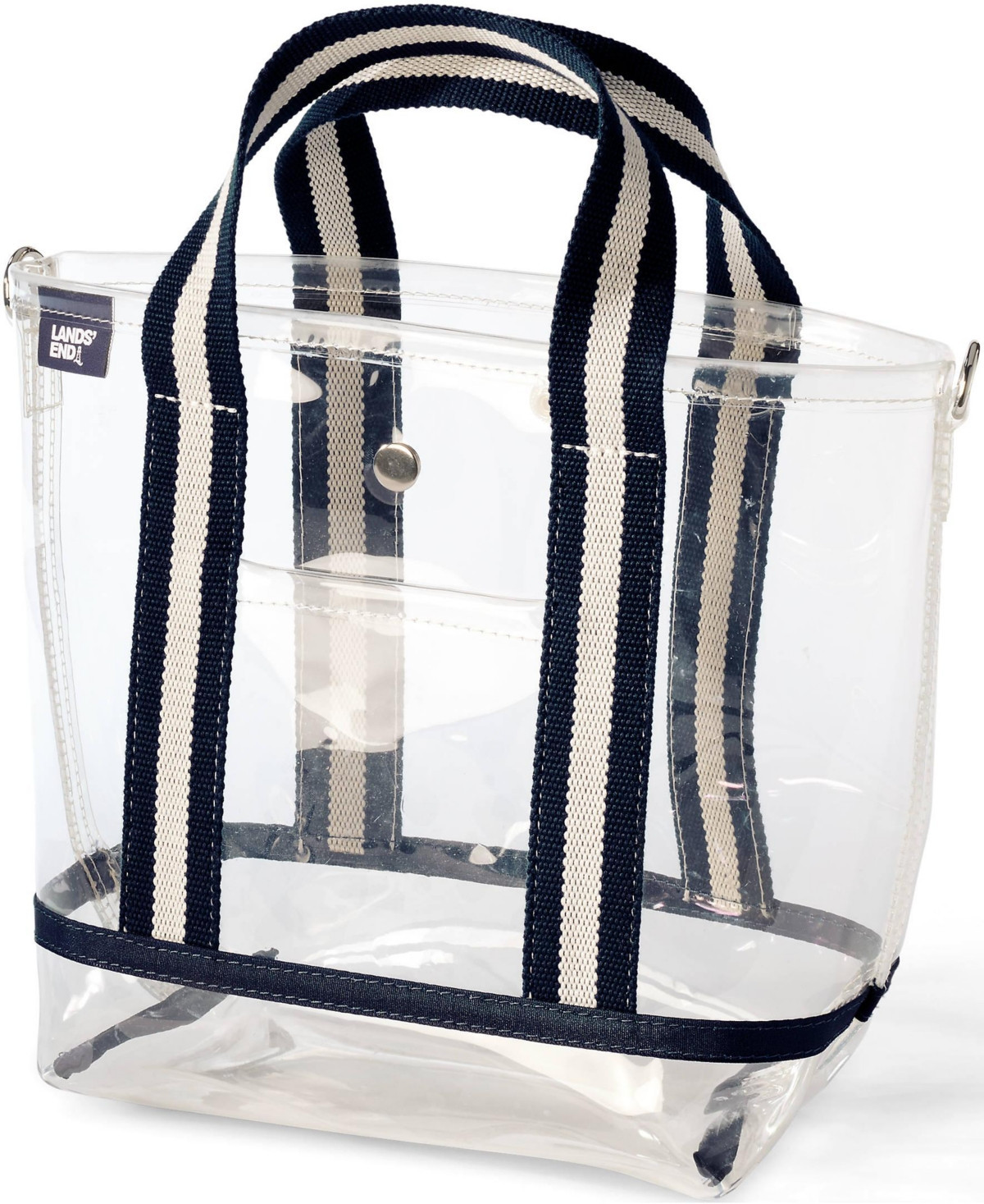 Lands' End Clear Tote - Natural/navy stripe | Macy's