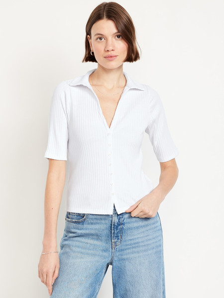 Ribbed Button-Down Polo | Old Navy (US)