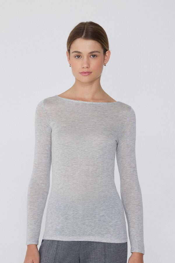 Boat Neck Long-Sleeved Top in a Wool Blend | Tezenis | Tezenis CZ
