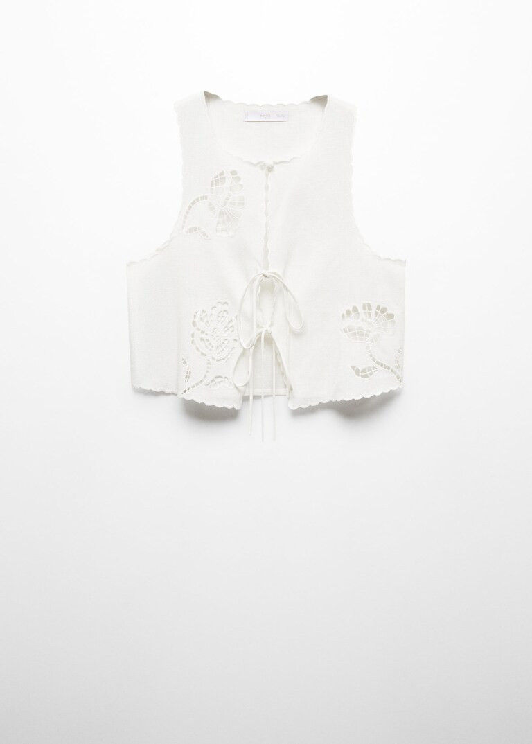 Openwork detail linen top -  Women | Mango USA | MANGO (US)